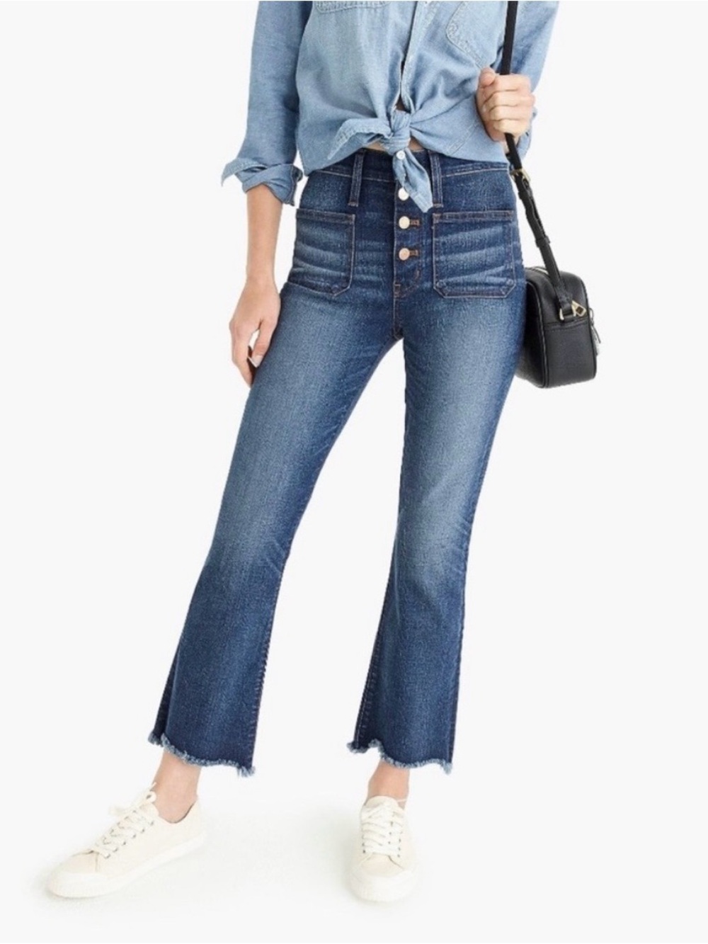Point Sur Demi Boot High Rise Button Fly Jeans 25
